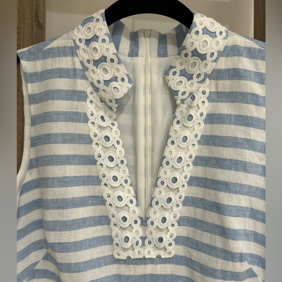 Eliza J Stripe Sleeveless Linen Cotton Shift Sheath Midi Dress Size 8 - Picture 2 of 9